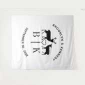 Paar naam Deer Monogram Rustic Land Weddenschap Wandkleed (Voorkant (horizontaal))