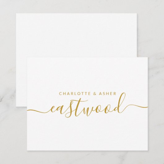 Paar Naam Goud Monogram Nota Kaart Notitiekaartje (Voorkant / Achterkant)