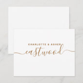 Paar Naam Goud Monogram op Witte Nota Kaart Notitiekaartje (Voorkant / Achterkant)