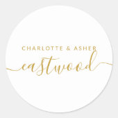 Paar naam goud op witte Kaart Ronde Sticker (Voorkant)