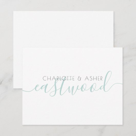 Paar naam Groene bruiloft Monogram Notitie Kaart Notitiekaartje (Voorkant / Achterkant)