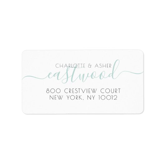Paar Naam Groene bruiloft Monogram Retouradres Etiket (Voorkant)