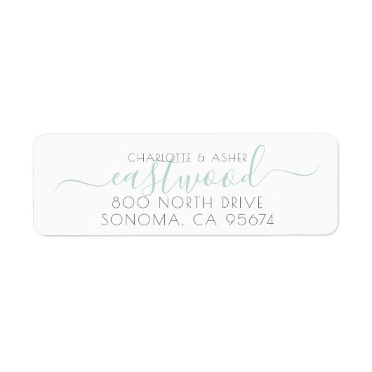 Paar Naam Groene bruiloft Monogram Retouradres Etiket (Voorkant)