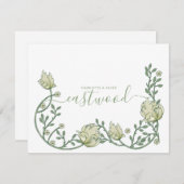 Paar Naam Monogram Wildflower Groene Bloem Notitiekaartje (Voorkant / Achterkant)