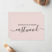 Paar naam Stusty Pink Weddenschap Monogram Notitiekaartje (Voorkant / Achterkant in situ)