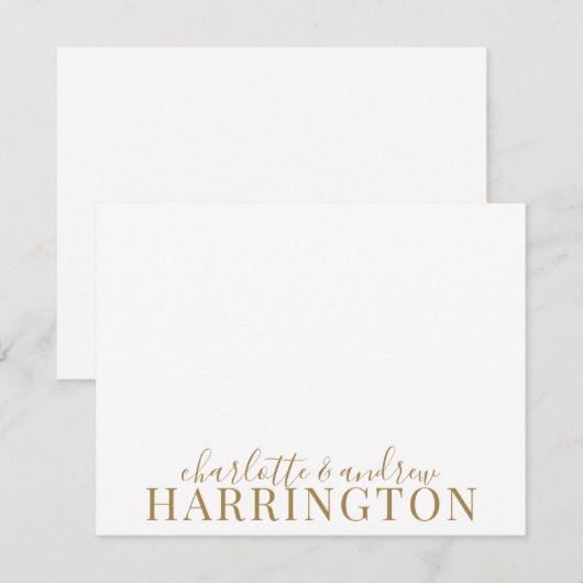 Paar naam Weddenschap Gold Monogram Notitiekaartje (Voorkant / Achterkant)