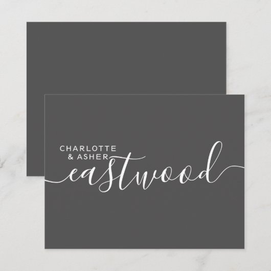 Paar naam Weddenschap Monogram zwarte noot Kaart Notitiekaartje (Voorkant / Achterkant)