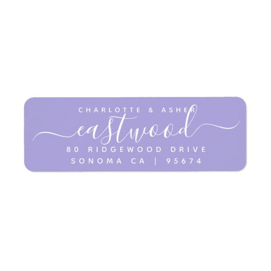 Paar naam wit op lavendel etiket (Voorkant)