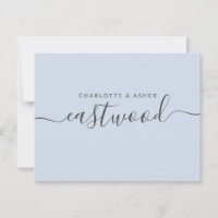 Paar naam zwart op blauwe notitiekaart