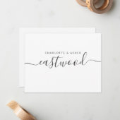 Paar naam zwart op witte Kaart Notitiekaartje (Voorkant / Achterkant in situ)