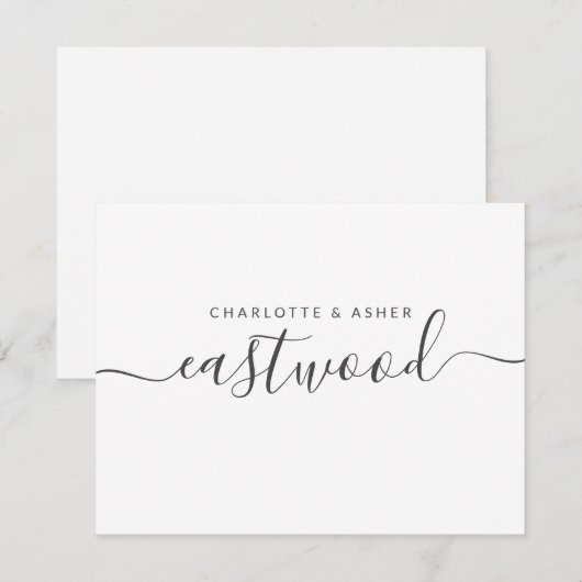 Paar naam zwart op witte Kaart Notitiekaartje (Voorkant / Achterkant)