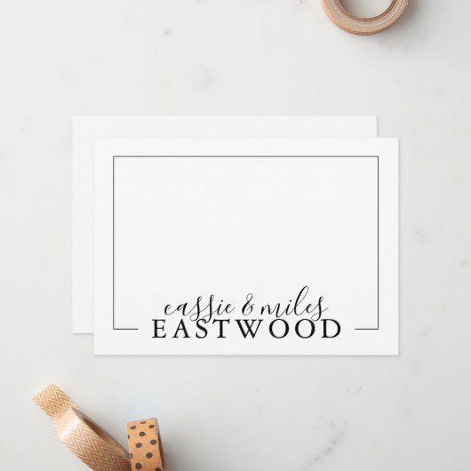 Paar Name Script Serif Wedding Note-kaarten Notitiekaartje (Voorkant / Achterkant in situ)
