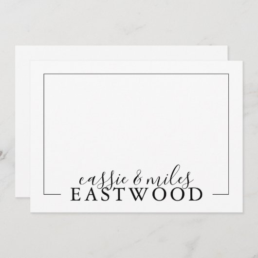 Paar Name Script Serif Wedding Note-kaarten Notitiekaartje (Voorkant / Achterkant)