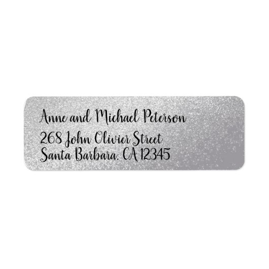 paar namen / achternaam met het huisadres zilver etiket (Voorkant)