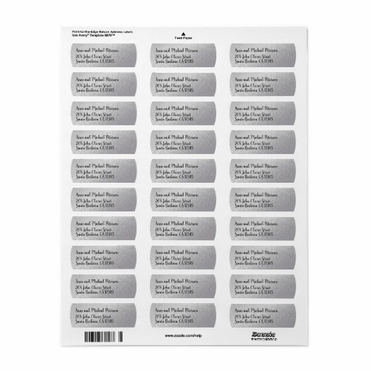 paar namen / achternaam met het huisadres zilver etiket (Full Sheet)