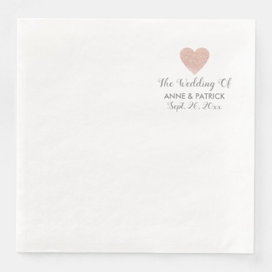 Paar Namen Bright Roos Hart Liefde Bruiloft Servet (Voorkant)