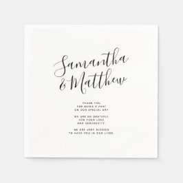 Paar namen dank u bericht bruiloft servet