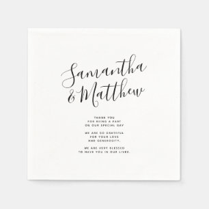 Paar namen dank u bericht bruiloft servet