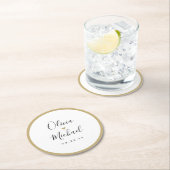 Paar namen eenvoudig elegant script bruiloft ronde kartonnen onderzetter (Insitu)