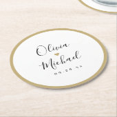 Paar namen eenvoudig elegant script bruiloft ronde kartonnen onderzetter (Gebogen)