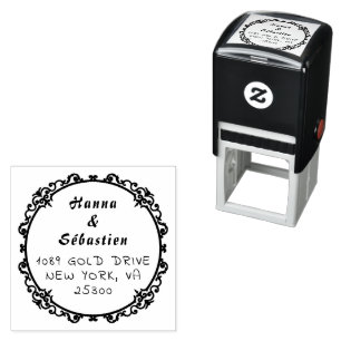 Paar Namen Eenvoudige Typografie Huwelijk Zelfinktende Stempel