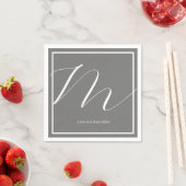 Paar Namen Elegant Monogram Grijs Servet (Insitu)