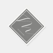 Paar Namen Elegant Monogram Grijs Servet (Hoek)