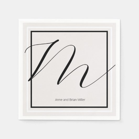 Paar namen Elegant monogram Servet (Voorkant)