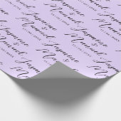 Paar Namen Gift Violet Wrapping Papier Bruiloft (Hoek)