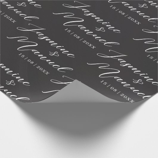Paar Namen Gift Wrapping Papier Bruiloft (Hoek)