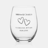 Paar Namen Hart 30ste bruiloft Jubileum Gift Wijnglas Zonder Voet (Voorkant)