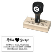 Paar namen + hart, bruid & bruidegom retouradres rubberstempel (Gestempeld)