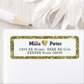 Paar namen met faux gouden glitter rand, liefde etiket (Insitu)