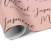 Paar Namen Roze Gift Wrapping Papier Bruiloft (Rol Hoek)