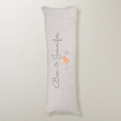 Paar NAMEN Sinaasappel Waterverf Hart Linnen Liefd Lichaamskussen (Voorkant Verticaal)