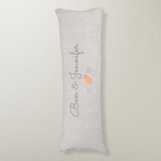 Paar NAMEN Sinaasappel Waterverf Hart Linnen Liefd Lichaamskussen (Voorkant Verticaal)