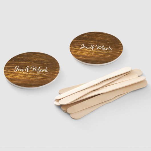 Paar Namen, Staat, Huwelijksdatum op Gouden Strepe Handwaaier (Niet-gemonteerd)