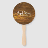 Paar Namen, Staat, Huwelijksdatum op Gouden Strepe Handwaaier (Voorkant)
