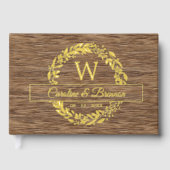 Paar Namen Trouwdatum Laurel Krans Goud Gastenboek (Voorkant)