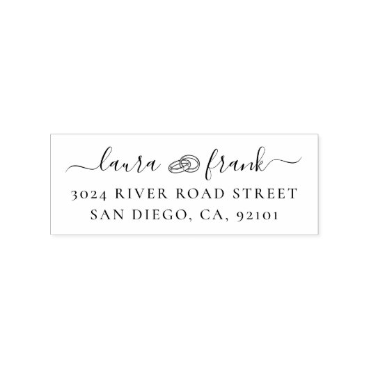 Paar Namen Trouwring Retouradres Rubberstempel (Afrduk)