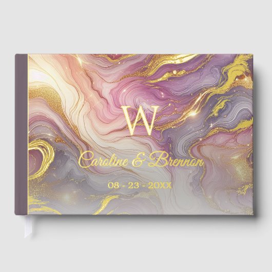 Paar Namen Vastgesteld Datum Jaar Goud Gastenboek (Voorkant)