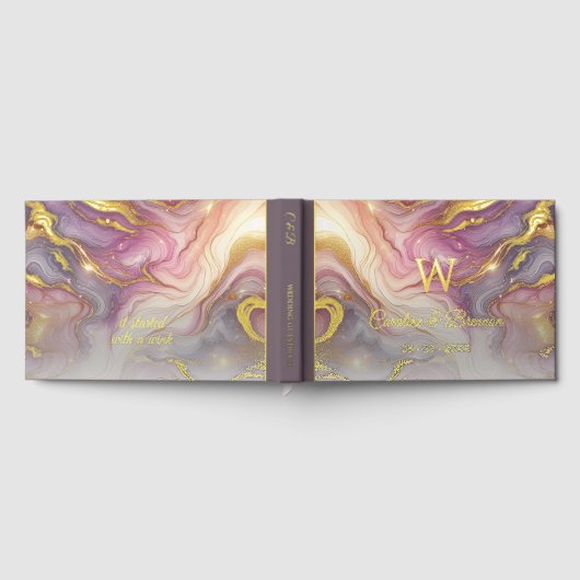 Paar Namen Vastgesteld Datum Jaar Goud Gastenboek (Volledig)