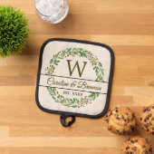 Paar Namen Vastgesteld Datum Jaar Laurel krans Pannenlap (Top down)