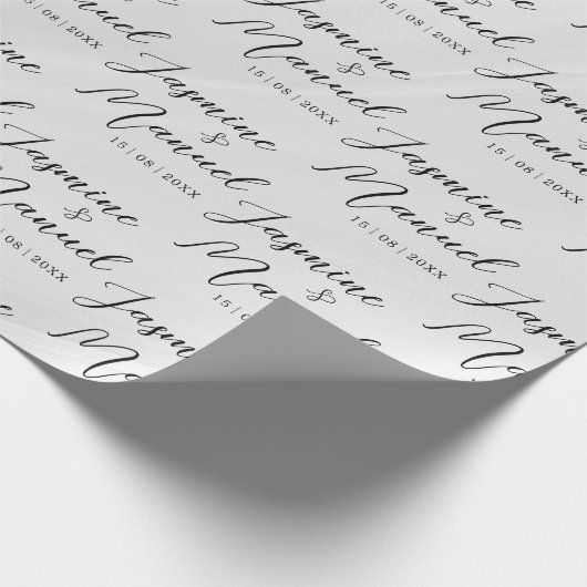 Paar Namen Wit Gift Wrapping Papier Bruiloft (Hoek)