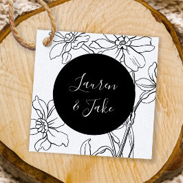 Paar Names Modern Floral Wedding Favor Labels
