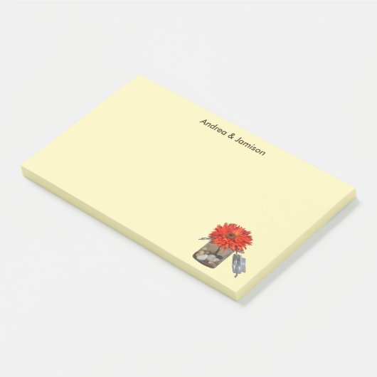 Paar Names Oranje ventilator in Mason Jar Post-it® Notes (Schuin)