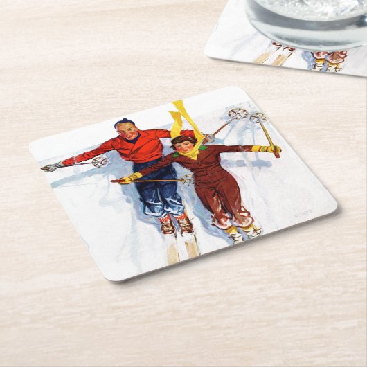 Paar neerwaartse sloop kartonnen onderzetters (Schuin)