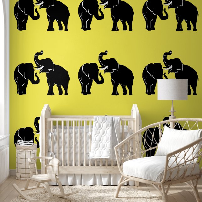 Paar olifant aangepaste kleur geel behang (Kinderen)