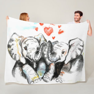 Paar Olifant Fleece Deken Schilderen