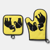 Paar Olifant Oven Mitt & Pot Holder Set (Voorkant)